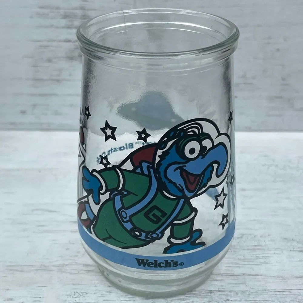 Vintage 1998 Welch's Muppets In Space Jelly Jar Glass Gonzo The Great Blasts Off